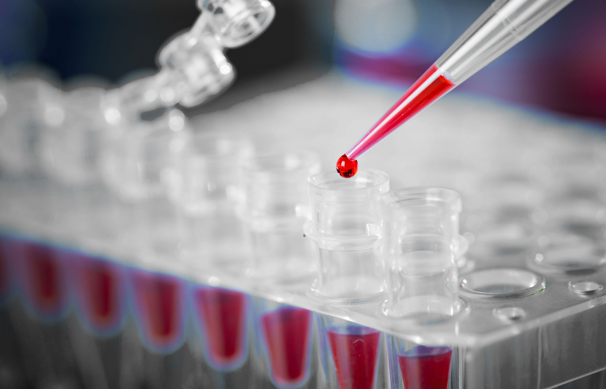 A dropper putting blood into a test tube
